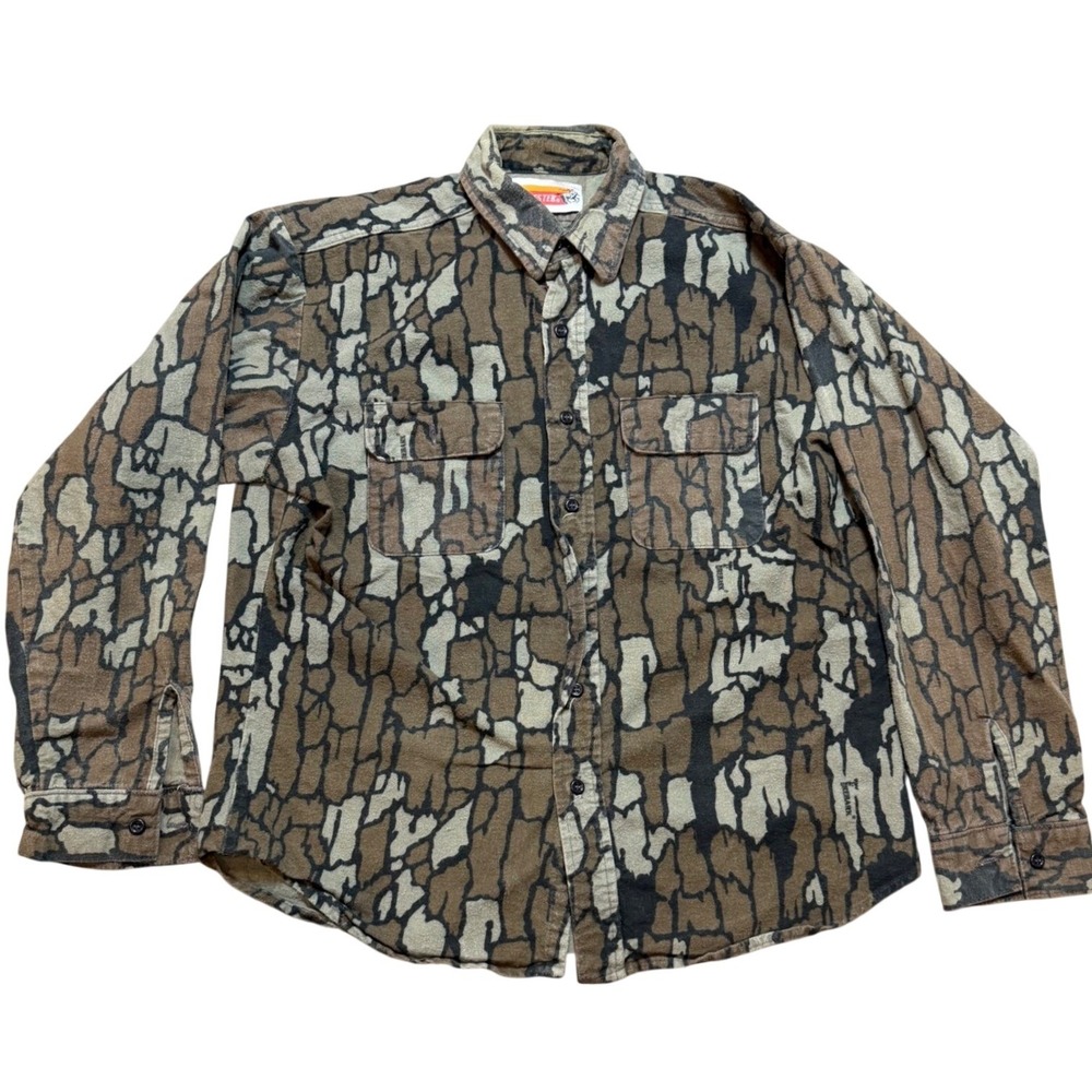 Vintage Winchester Trebark Camo Shirt Mens Large Made in USA Cotton Flannel‎